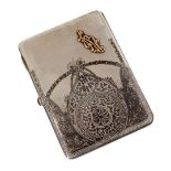 A Russian silver niello rectangular cigarette case