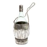 An Italian silver coloured mounted Fiasco glass bottle by Brandimarte