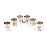 A set of six Italian silver coloured beakers by Brandimarte