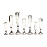 A set of seven variously sized Italian silver coloured candlesticks by Guido di Ricci Alberti …