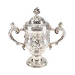 An early George III silver twin handled pedestal cup and cover by Thomas Whipham & Charles Wright