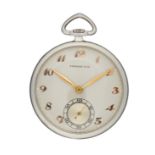 Tiffany & Co., a keyless wind open face slime pocket watch