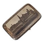 A Russian silver and niello oblong cigarette case