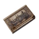 A Russian silver niello rectangular cigarette and vesta case