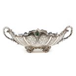 An Italian silver coloured twin handle oval bowl