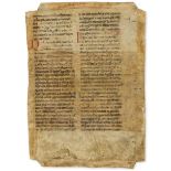 Bible (Latin) Leaf from a large Latin Bible, decorated manuscript on parchment, in Latin, Germany, …