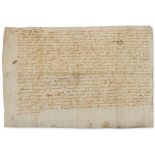 Vicar of Halifax.- Final concord [or Fine], manuscript in Latin between John Kyng Vicar of Halifax …