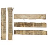 Twelfth century English Bible.- , Five large fragments from a giant Latin Bible, decorated …