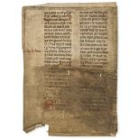 Bede, the Venerable. Single leaf containing parts of Bede's Homily 35 on the Feast of St. John, …