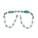 Collana composta da boulle di giada, perle coltivate e dischi in onice A jadeite, cultured pearl …