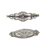 Coppia di spille a barrette con diamante Austro Ungariche An early 20th Century Austrian diamond …