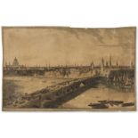 London.- Daniell (William) View westwards along the Thames with the Tower of London; A view of the …