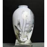 A Royal Copenhagen porcelain baluster vase with printed and painted marks to the base and pattern