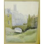 Early 20th century School Landscape watercolour, signed indistinctly bottom left, in a glazed frame,