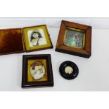 Four portrait miniature prints, (4)