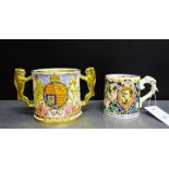 A Paragon King George VI and Queen Elizabeth Coronation loving cup, together with a Burleigh ware