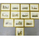 Set of twelve framed Edinburgh coloured prints, each in a glazed gilt wood frame, 21 x 17cm, (12)