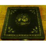 A chinosserie black lacquered scarf box and cover,