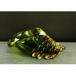 A coloured art glass shell, 25cm long