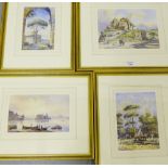 A group of four Italian scene watercolours, each in a glazed gilt wood frame, largest 45 x 40cm