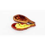 A Meerschaum pipe, in leather fitted case, 9cm long