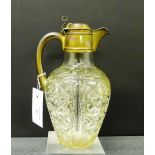 A London silver rimmed and cut glass claret jug, 23cm high