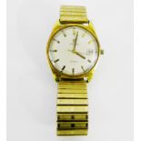 Gent's vintage Omega wristwatch, the enamel dial with hour baton markers, on a gold plated