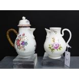 A 19th century Vienna porcelain coffee pot / jug (no cover), painted with flowers and sprigs, with a