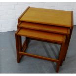 A teak nest of three tables, 48 x 58cm