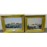 Betty Ryder, a companion pair of Venetian oil-on-boards, to include The Quay and San Giorgio from