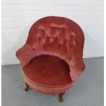 An upholstered button back bedroom chair, on cabriole supports, 81 x 75cm