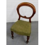 A Victorian mahogany framed balloon back chair, 92 x 50cm