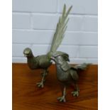 A group of four cast white metal table pheasants (4)