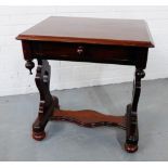 A mahogany side table, the rectangular top with moulded edge over a single long drawer, raised on