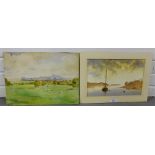 Two unframed watercolours to include James Wood and Stewart, dated 1924, 38 x 27cm (2)