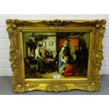A. Ladd Interior scene with figures Oil-on-panel, in an ornate gilt wood frame, signed, 55 x 45cm