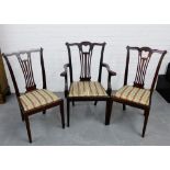 A group of three mahogany framed chairs to include one carver, 100 x 66cm