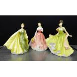 Three Royal Doulton porcelain figures to include 'Rosie' HN4094, 'Alexandra' HN2398 and 'Spring