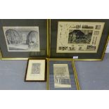 A group of four glass blowing engravings to include 'Grinding and Polishing', 'Glassblowers', 'The