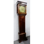 A mahogany flat top longcase clock, with brass dial, spandrels and Roman numerals, inscribed Cha