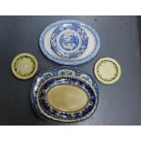 A mixed lot to include 19th century and later blue and white ashets, together with a pair of
