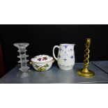 A mixed lot to include a 'Denmark' pattern blue and white jug, a Royal Worcester 'Evesham' pattern