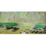 D. Gunn 'Coastal Scene' Oil-on-board Signed and unframed, 61 x 31cm
