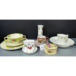 A mixed lot to include a Royal Doulton Avignon patterned cup, saucer and bowl, together with a Royal