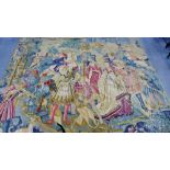 A large reproduction wall hanging tapestry depicting Elizabethan figures, 220 x 250cm