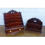Two stained mahogany stationary racks (2)