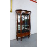 A Sheraton style mahogany, inlaid and painted display cabinet with dentil frieze to the cornice