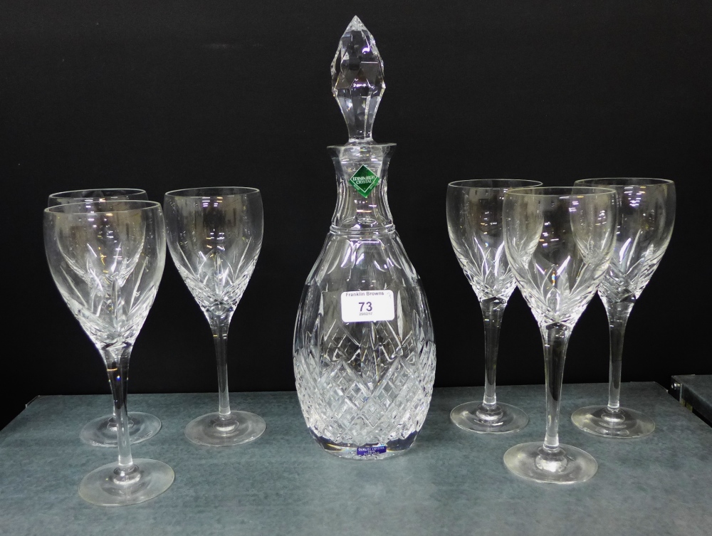 An Edinburgh crystal decanter and stopper together with a set of six wine glasses (7)