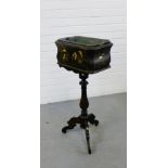 A 19th century black Japanned jardiniere on stand, 84cm high