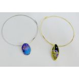 Two contemporary Kirklandside Crafts hand painted pendants (2)